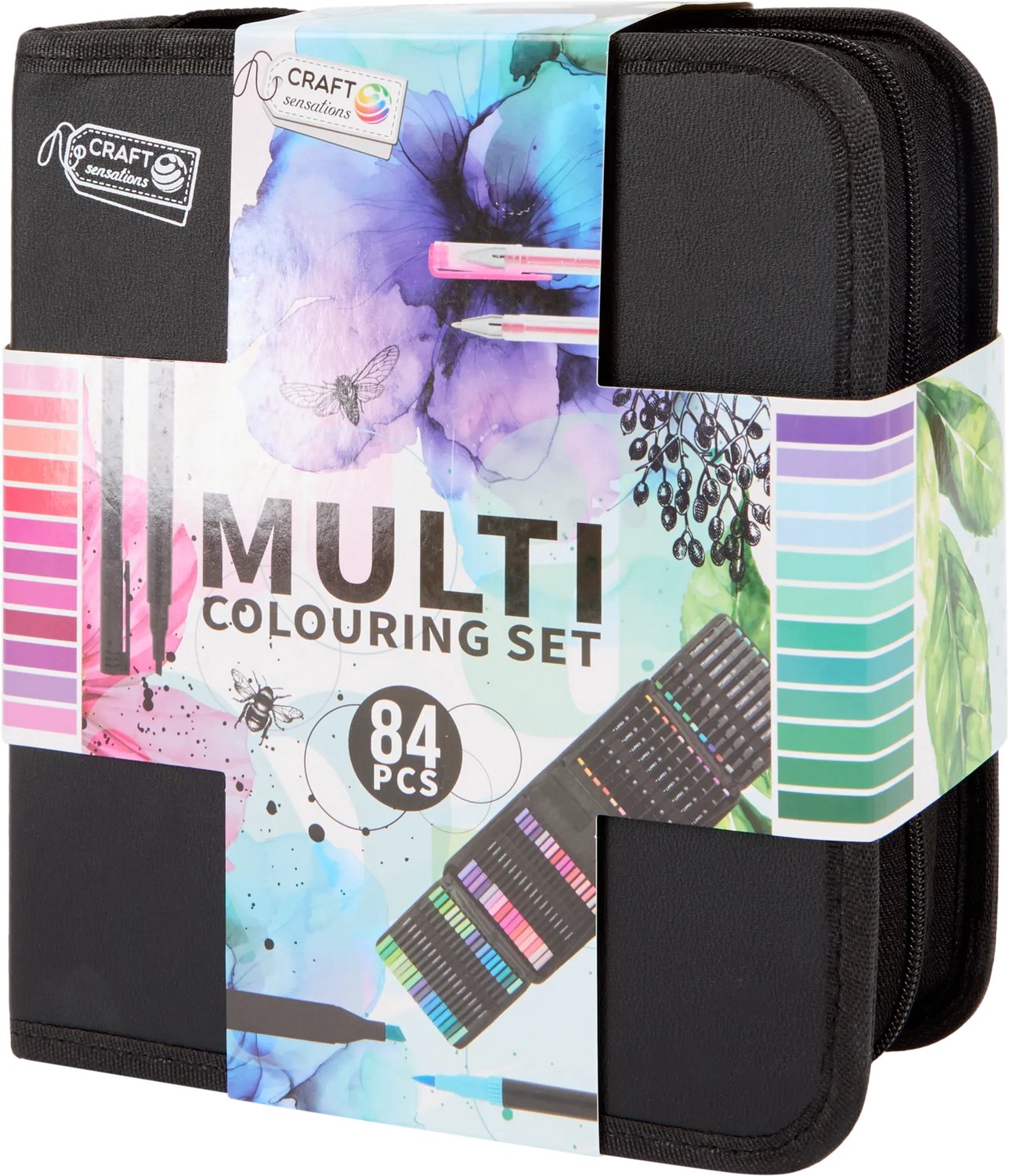 Craft Sensations Stiften Set voor Volwassenen 84 stuks - Opbergwallet - Twinmarkers - Alcohol markers - Brushpennen - Fineliners - Gelpennen - Makkelijk opbergen