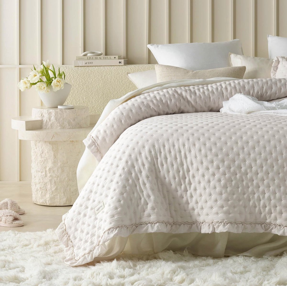 Elegante Beige Sprei - 240 x 260 cm - Veelzijdige Woondeken voor Bed en Bank