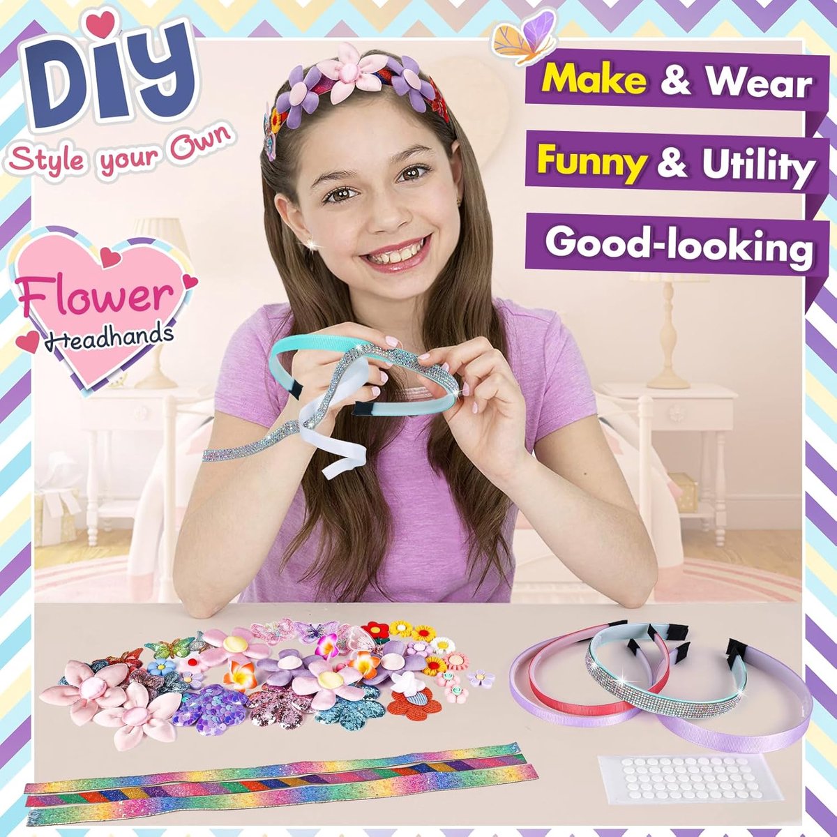 Famanu - DIY knutselset voor meisjes 5–12 jaar, modieuze haaraccessoires om zelf te maken