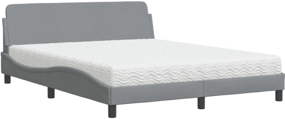 Tweepersoonsbed | Dubbelbed | Volwassenenbed | Bed met matras "Dover" stof lichtgrijs 160x200 cm