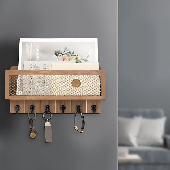 WOODS Sleutelrek Met Plank, Groef, Moderne Wanddecoratie Van Hout, Handgemaakt in Beieren, Sleutellijst in Landhuisdesign, Sleutelbord (Eiken, 20 cm