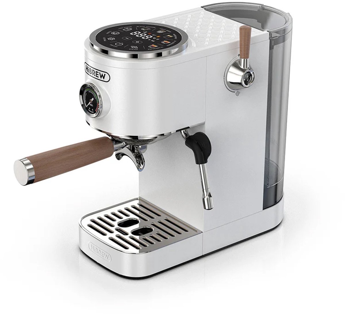 HiBREW H13 – Professionele 4-in-1 Halfautomatische Espressomachine met Touchscreen & Dual Boiler – 20 Bar – 58mm Portafilter – Voor Espresso, Americano, Zwarte Koffie, Heet Water & Cold Brew