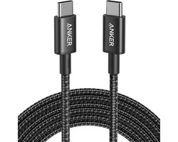 Anker 100W Nylon USB-C naar USB-C kabel voor iPhone 15, iPad Pro, iPad Air e.d. - 1.8 Meter - Zwart