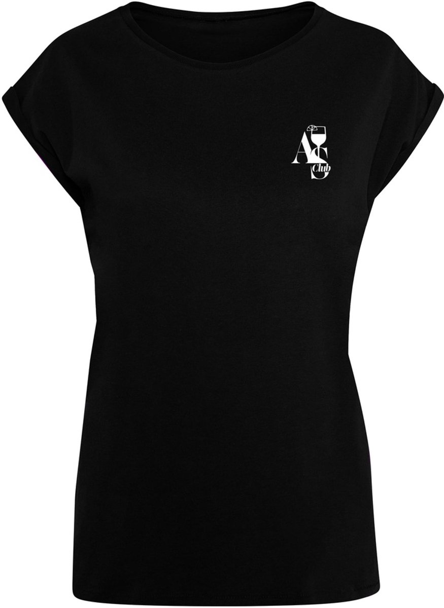 Mister Tee Dames A S Club Ladies Extended Shoulder T-shirt MST238 Zwart