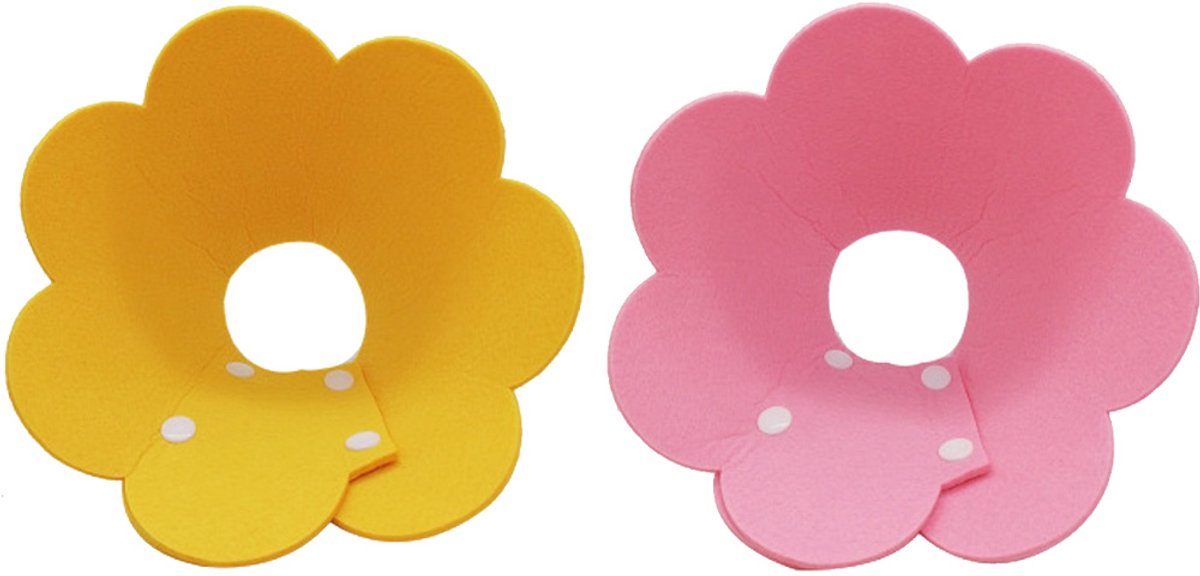 Gigicial Schone Kattenkegel - Zachte Halsband Voor Herstel Na Operatie - Lichtgewicht En Aanpasbaar Met Viltmateriaal - 2 Stuks - Geel/Roze