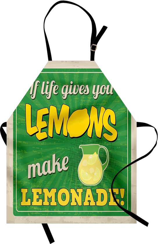 ABAKUHAUS Devis de cuisine, Design publicitaire pop-art vintage, Si la vie vous donne des citrons, faites de la limonade, colorfast, hauteur réglable, lavable, impression numérique nette, jaune, vert et tan