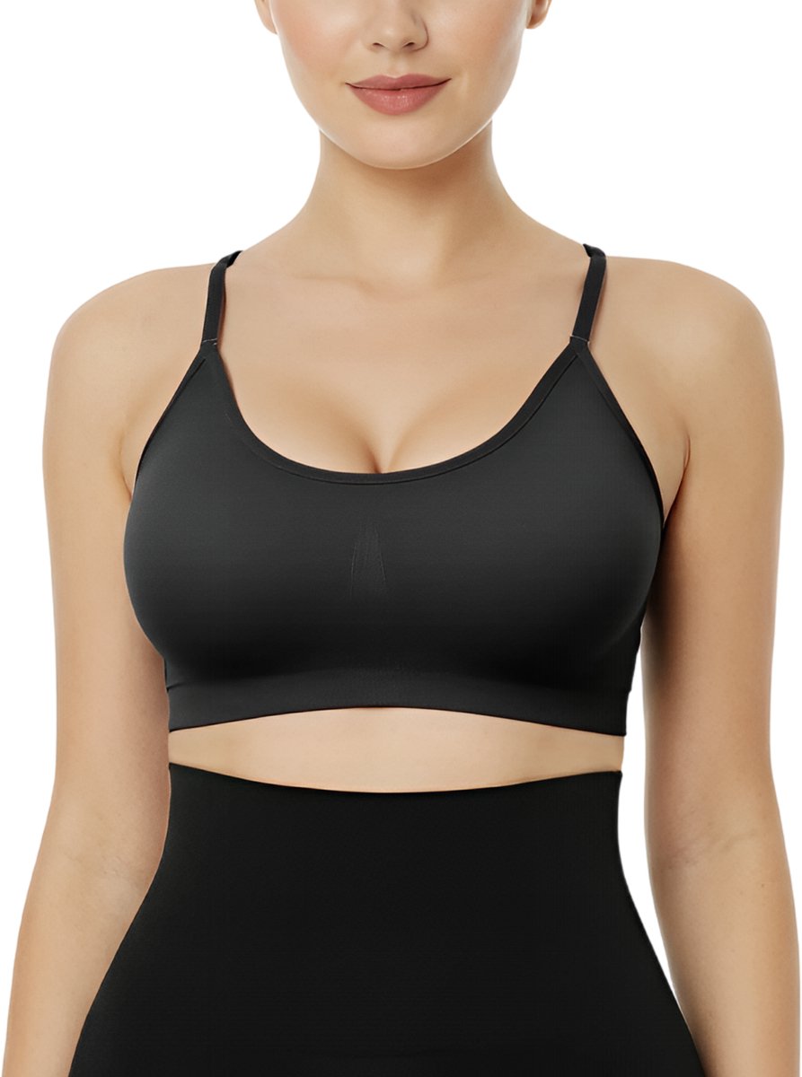 Shapetape Comfort BH zonder beugel - Zwart - Met uitneembare bh vulling en Verstelbare bandjes - Extra comfortabele Sport BH - Bamboe bh - BH zonder beugel - Zwangerschaps bh - Beugelloze bh - met push up - Magic bra - met pads