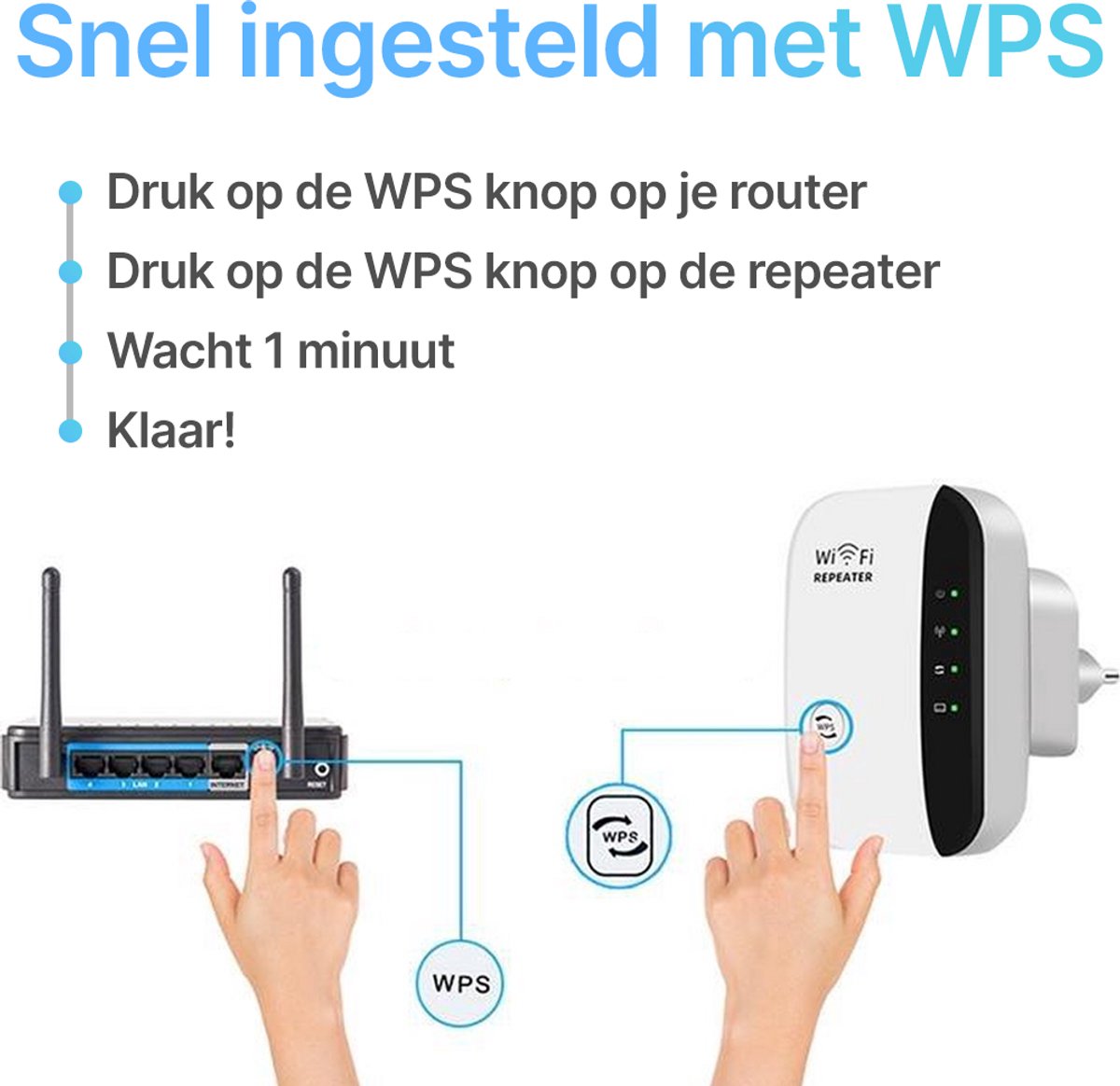 WiFi Versterker stopcontact - Zwart- Wifi Repeater - 300Mbps - afbeelding 3
