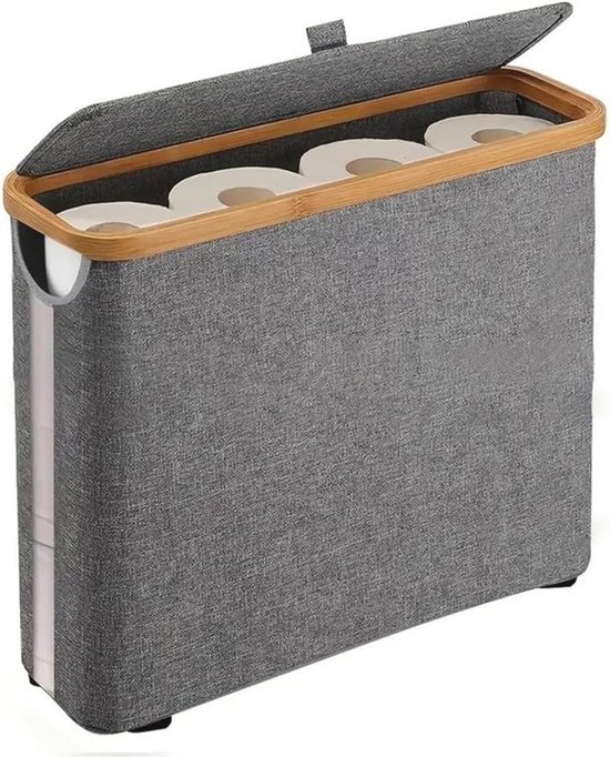 efluky 30L Toiletrol Opbergdoos met Deksel, Toiletpapier Mandje, Bamboe