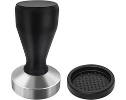 53 mm Koffiestamper van Roestvrij Staal met Siliconen Kussen en Houten Handvat - Perfect voor Espresso Thuis en Op Kantoor