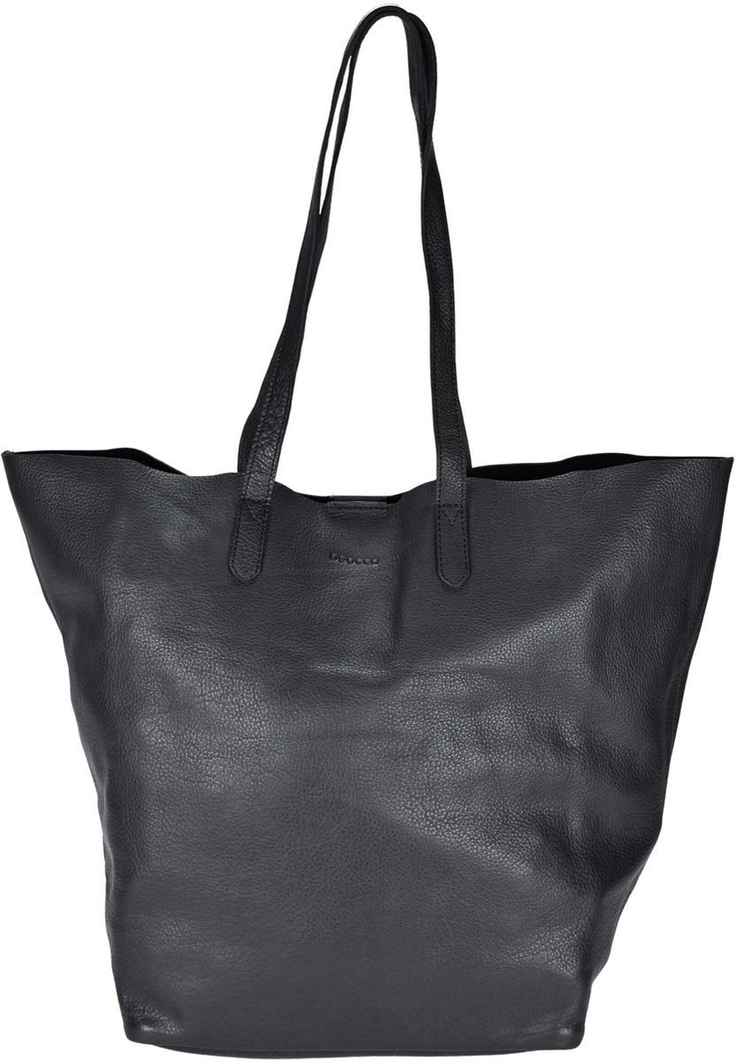 Beocca Mira Leren Shopper Dames - Grote Tas van Plantaardig Gelooid Leer - Handgemaakt - Ruim en Lichtgewicht - Minimalistisch Design - Duurzaam - Zwart