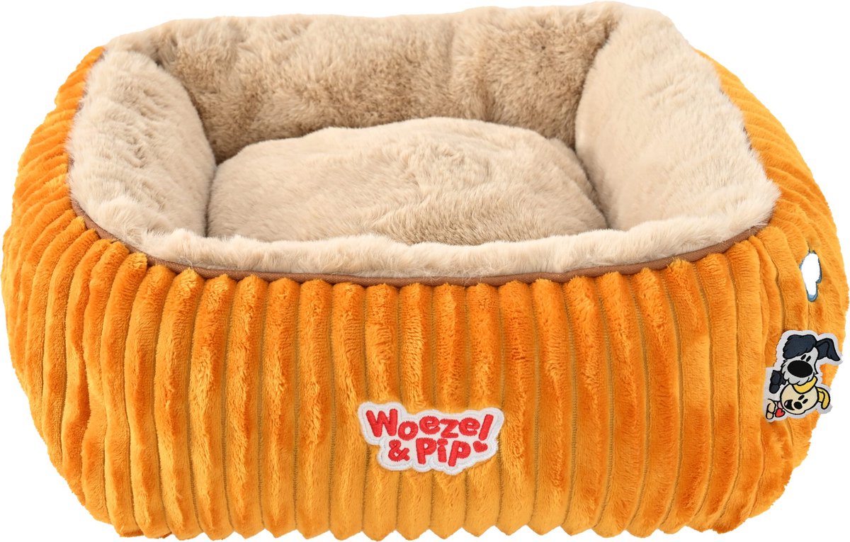 Woezel & Pip divan corduroy vierkant geel 40cm
