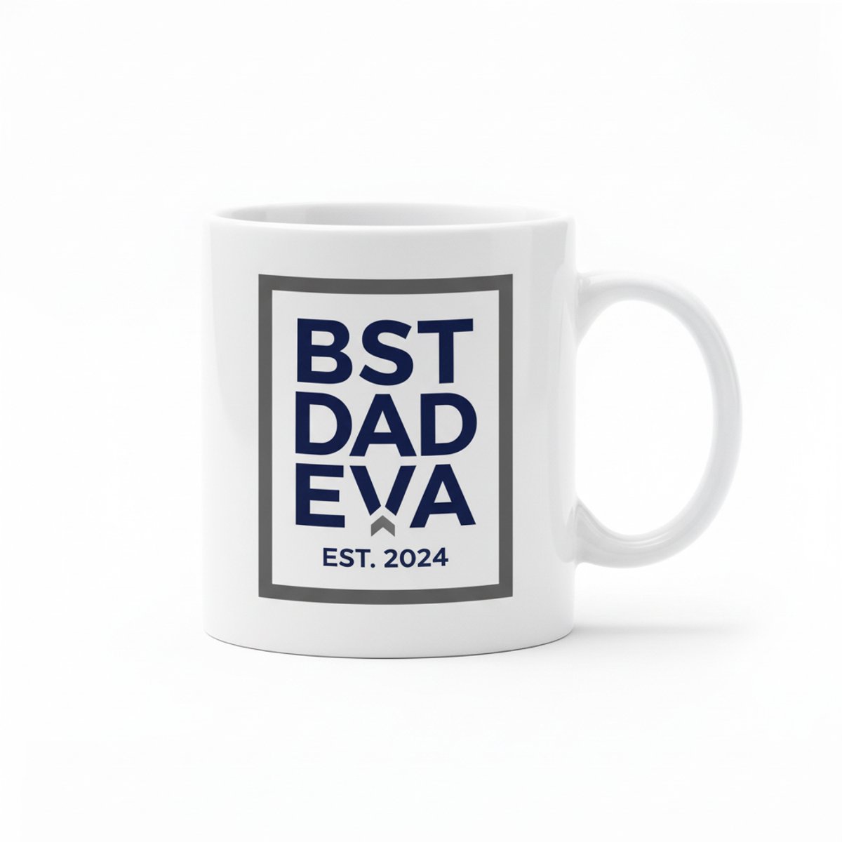 Beste Vader Ooit Mok 330ml – Witte Koffiemok – “BST DAD EVA Est. 2024” Vaderdag Cadeau