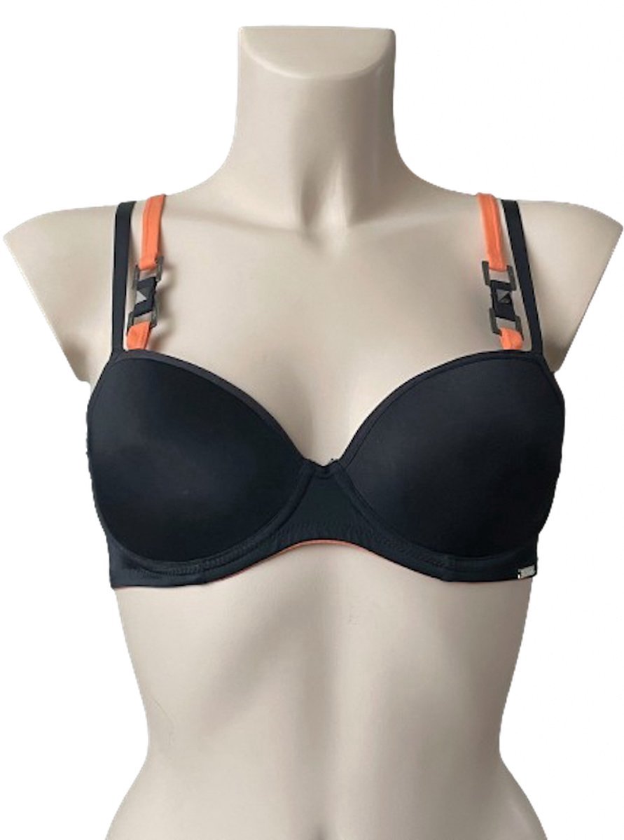 Sapph - Messing - BH - zwart met oranje bandjes - maat 75F