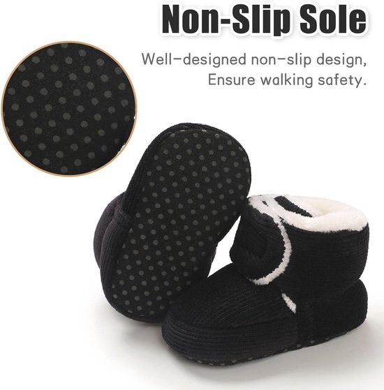 Fleece Babybooties voor Nieuweborn, Warme en Antislip Zolen voor Winter, Verstelbare Skoen voor Kruipende Baby's van 0-18 Maanden — afbeelding 5