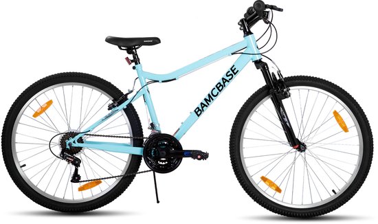BAMCBASE Lilac Voorvering Mountainbike - 26 inch - Carbonstalen Frame - 18 Versnellingen - Handrem - V-Brake - Spatborden - Zwart van Bamcbase — afbeelding 2