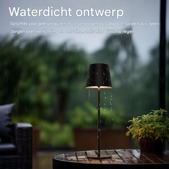 GELLDG Dimbare LED oplaadbare bureaulamp - 2-pack - Touch Control draadloze bureaulamp - met USB-C-poort - Metalen LED oplaadbare batterij - Geschikt voor binnen- en buitengebruik - IJzeren schelp - IP44 waterdicht - 5600 mAh - 5 W - Zwart — afbeelding 5