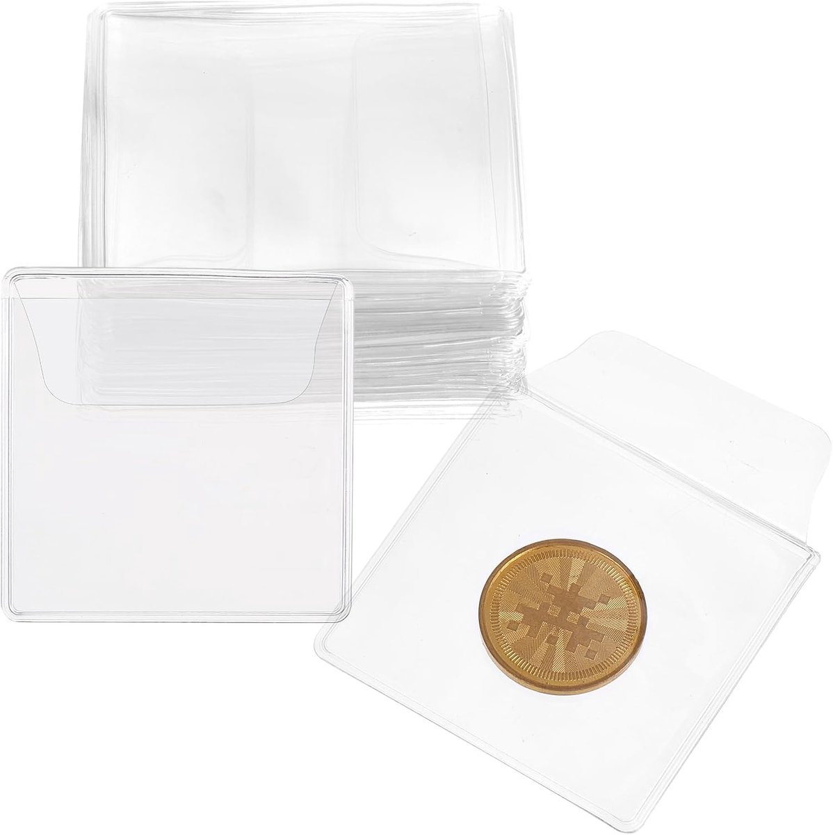 50 Stuks Individuele Compartimenten Munt Covers - 5.5 cm Scheidbare Duidelijke PVC Compartimenten - Munt Covers voor Verzamelaars - Antioxidatie - Muntopslag Tassen Sieraden
