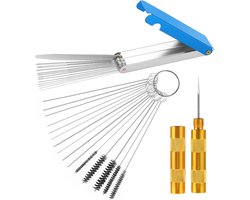 Tip Cleaner - Carburetor Cleaning Kit - Carbon Dirt Jet Removal - 13 Cleaning Threads - 10 Cleaning Needles - 5 Nylon Brushes - 1 Pick Tool - Throttle Body Cleaner Tool - Welding Tip