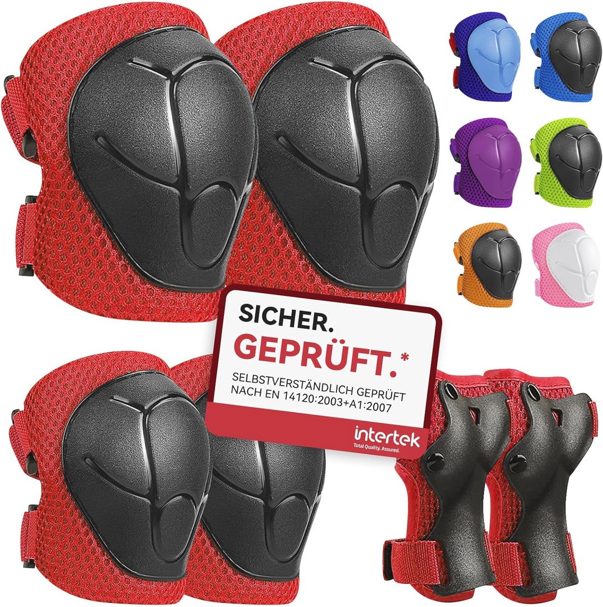 Set van 6 Beschermers voor Kinderen - Knie- en Elleboogbeschermers voor Skaten en Scooteren - Verstelbare Inline Beschermingsuitrusting