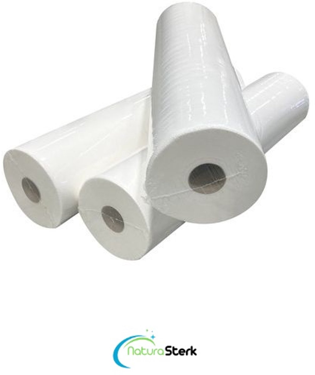 NaturaSterk Onderzoektafelpapier - Massagetafel Papier - 60cmx100m - Behandeltafel Papier - Papier voor behandeltafel- behandelpapier - Cellulose - 2 Laags - 6 rollen