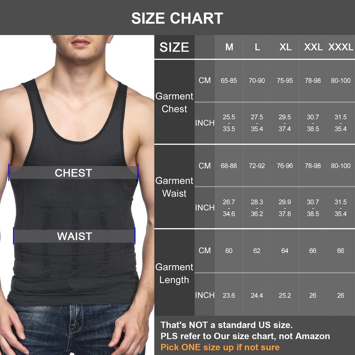 Afslankend Compressie Vest voor Heren - 5-Pack Bodyshaper en Shapewear XXL