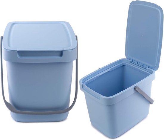 Poubelle 50L PAFEN Avec Couvercle Basculant Bleu Mat 41x30x61 Cm Moderne