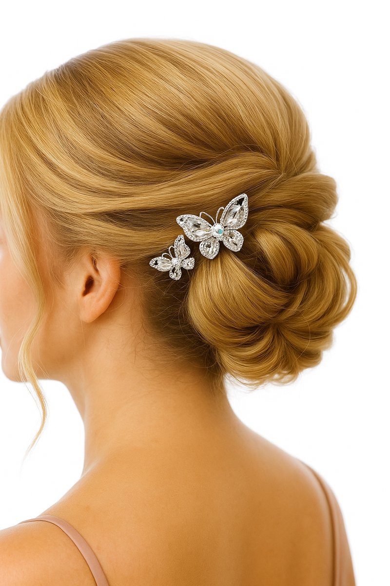 Haarklem - Haarclip - Haarspeld - Dames - Zilver - Haarklemmen - Haarsieraad - Haarspelden - 7x4 cm - Strass - Cadeau Tip
