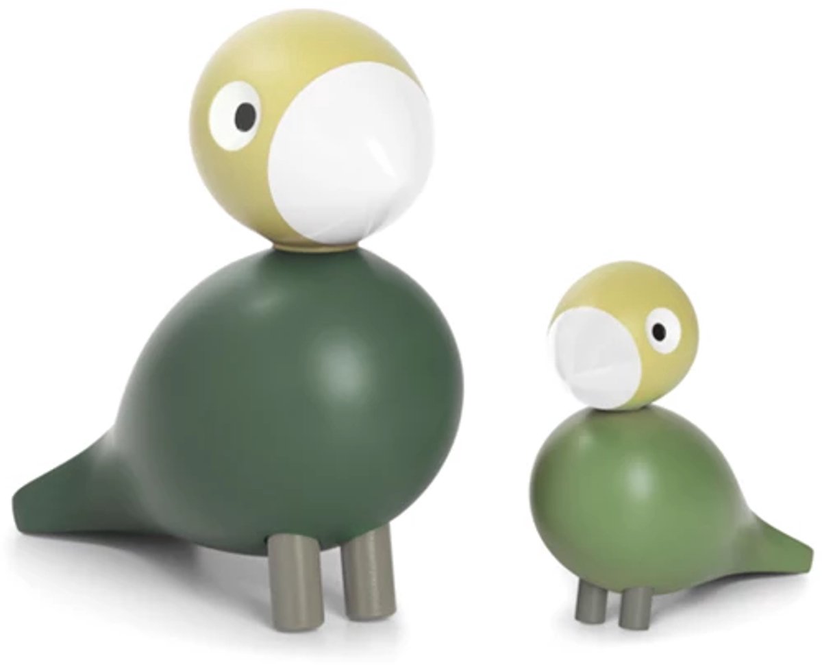 Kay Bojesen Birds moeder & kind set van 2 H11cm + 6cm groen