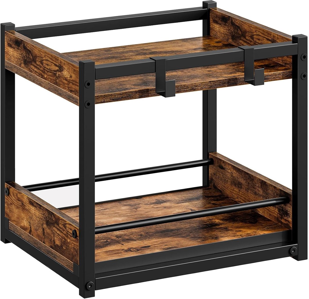 TRANKIELO® - Kruidenrek met 2 niveaus - Uittrekbare dienbladen - Stabiel metalen frame - Ruimtebesparend ontwerp