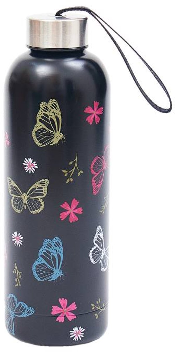 Eco Chic - Thermal Bottle (thermosfles) - T42 - Black Monarch Butterflies