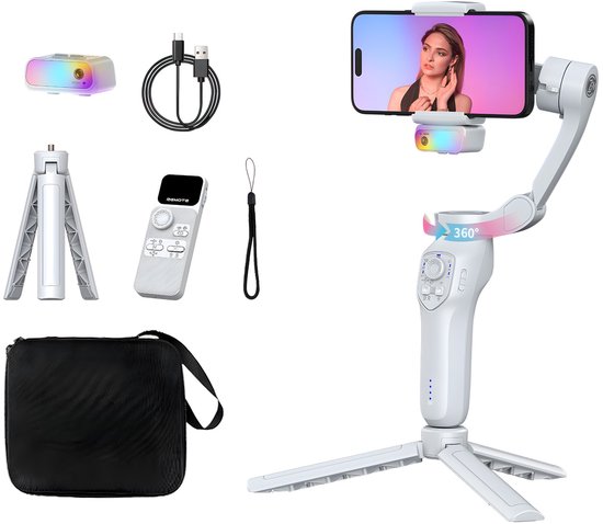 L7C Pro Gimbal - 3-Assig - Smartphone Stabilisator - Anti-Shake - Tripod - Selfie Stick - Grijs