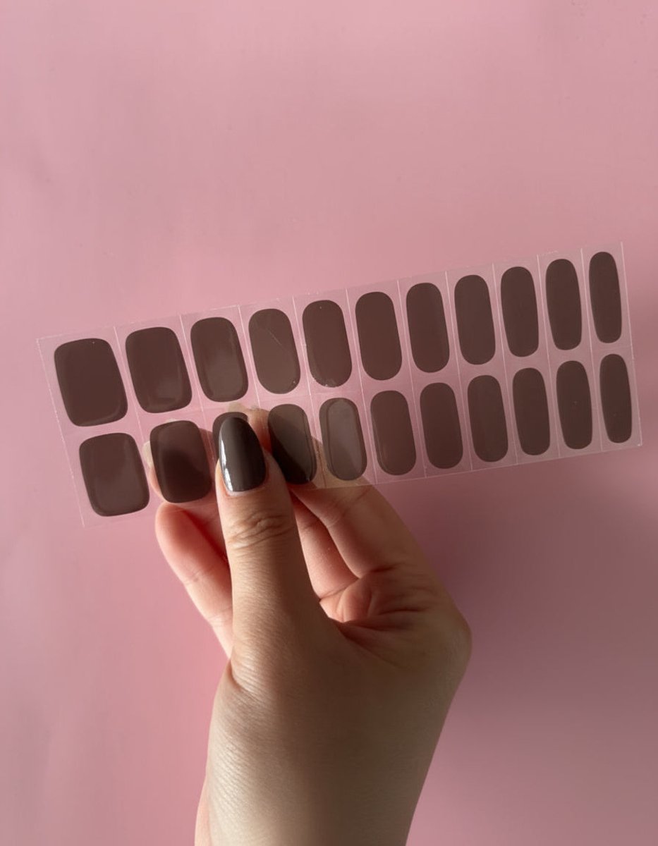 MISSI - Nagels - Nagelstickers - UV-vrije Gel Wraps - Nail Art - Zonder Droogtijd - 22 stickers - Espresso