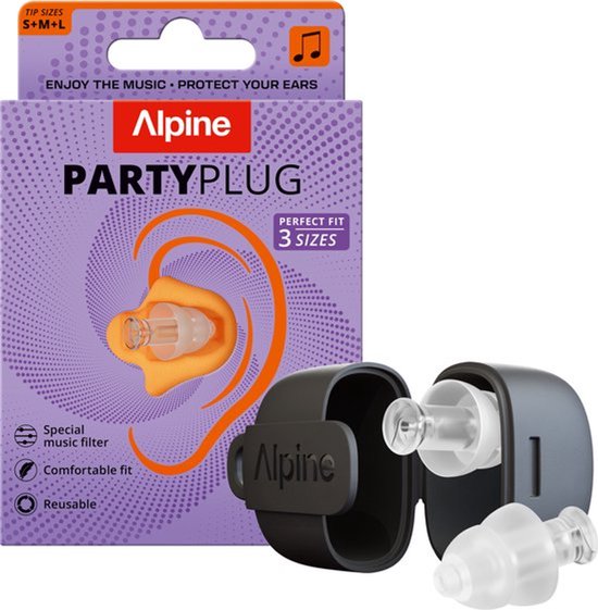 Alpine PartyPlug Classic Oordoppen festival - Earplugs festival - Comfortabele earplugs voor muziekevenementen, concerten en festivals - Voorkomt gehoorschade - Transparant - SNR 19 dB