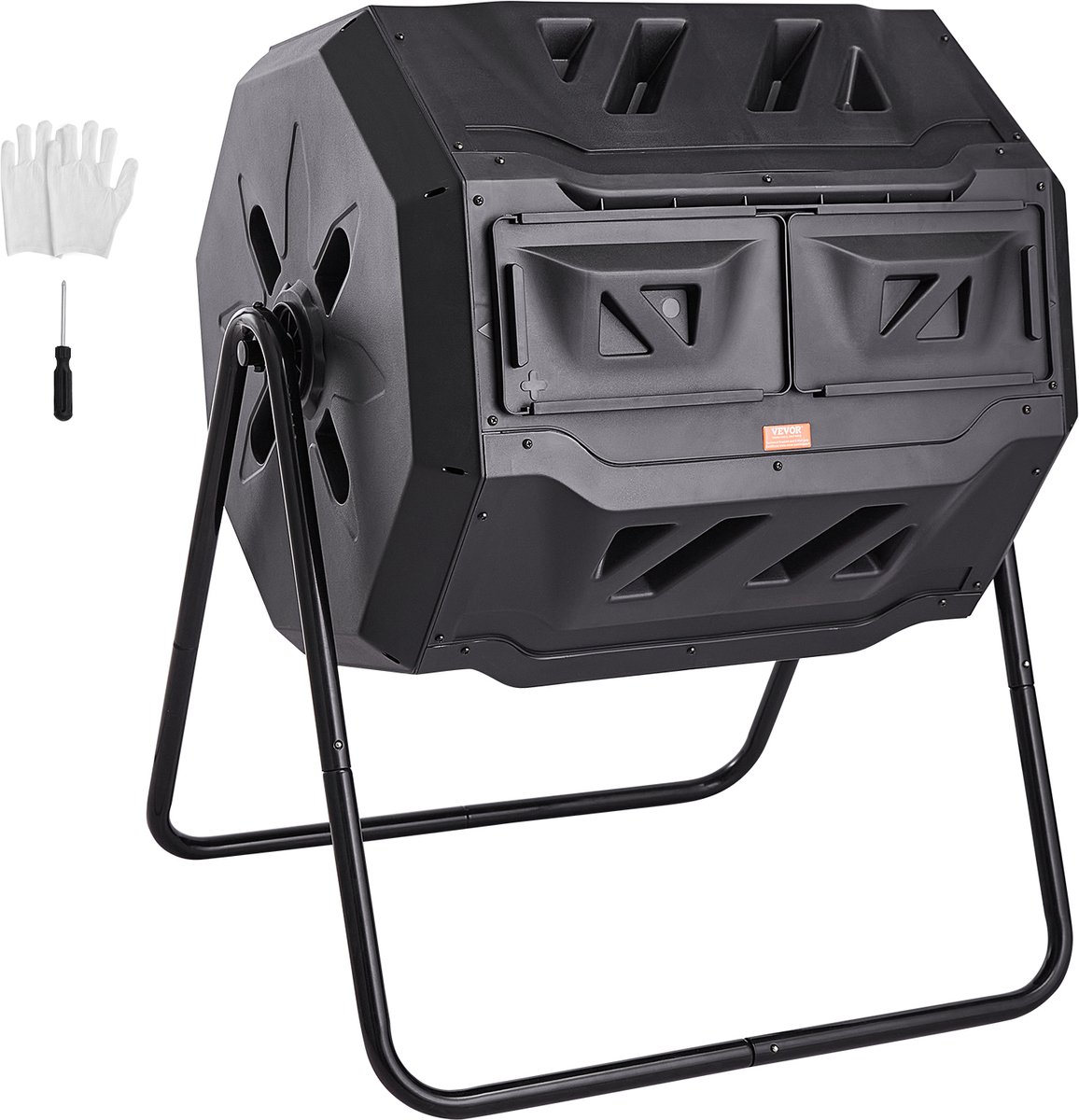 VEVOR Tumbling Composter Composter Tumbler 162,7 L, Drum Composter Draaibaar Tumbling Composter 735 x 625 x 955mm, 50kg Heavy Duty Tuincomposter Incl. Handschoenen
