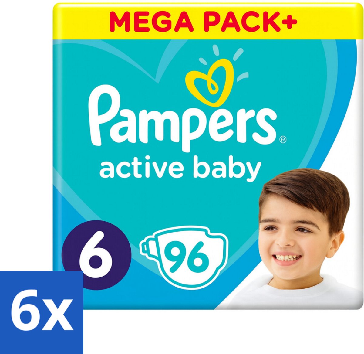 6 x Pampers - Active Baby - Luiers - Maat 6 (13-18 kg) - Extra Groot - 96 Luiers - Pampers Luiers - Baby Luiers - Luiers Maat 6 - Luiers Voor Actieve Baby's - Luiers Voor Peuters