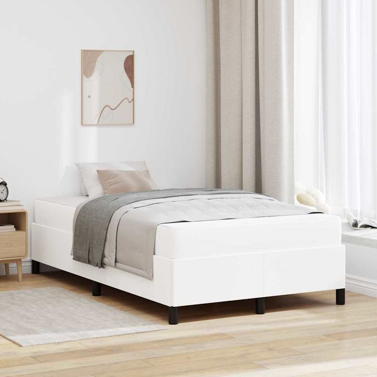 Tweepersoonsbed | Dubbelbed | Volwassenenbed | Bedframe met matras met matras Wit 120 x 190 cm Kunstleer