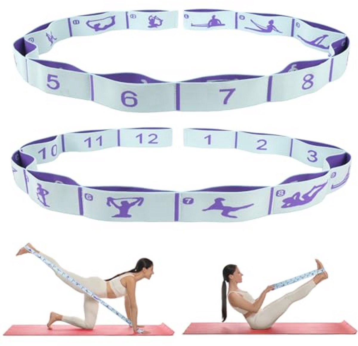 Elastische Yoga Stretchband met Lussen voor Fysiotherapie en Pilates