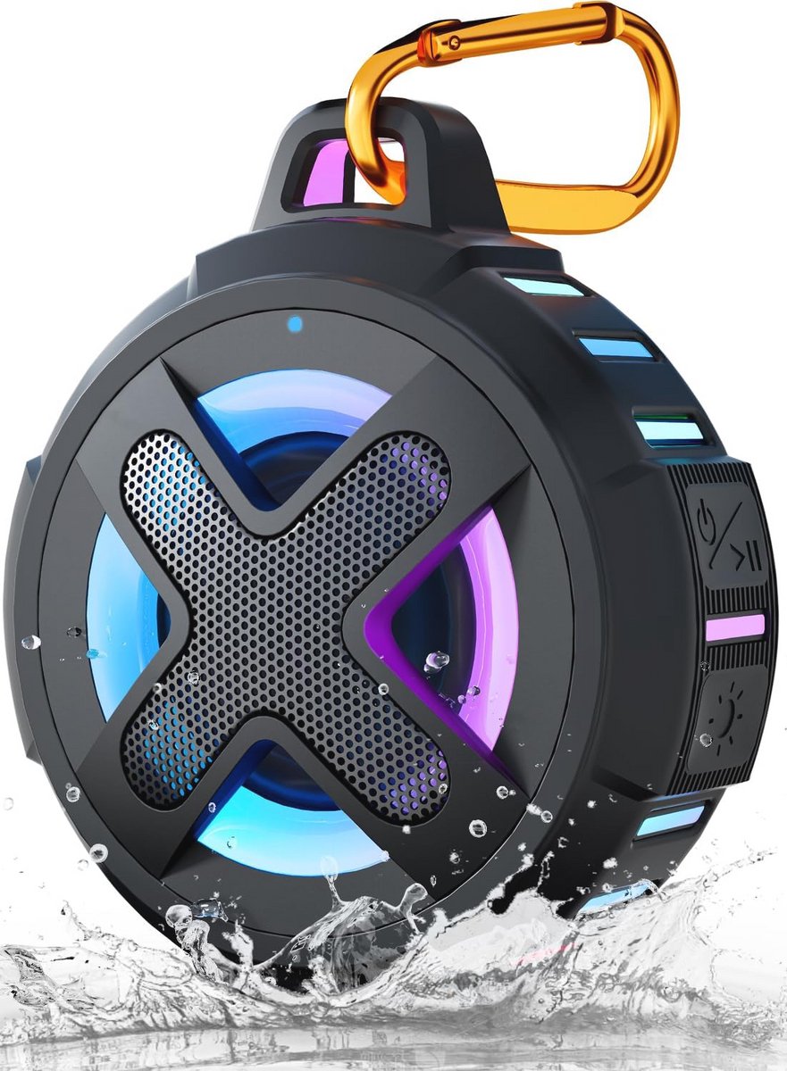 Waterdichte Bluetooth-luidspreker met 24 uur speeltijd, Kristal Geluid & LED-Lichten