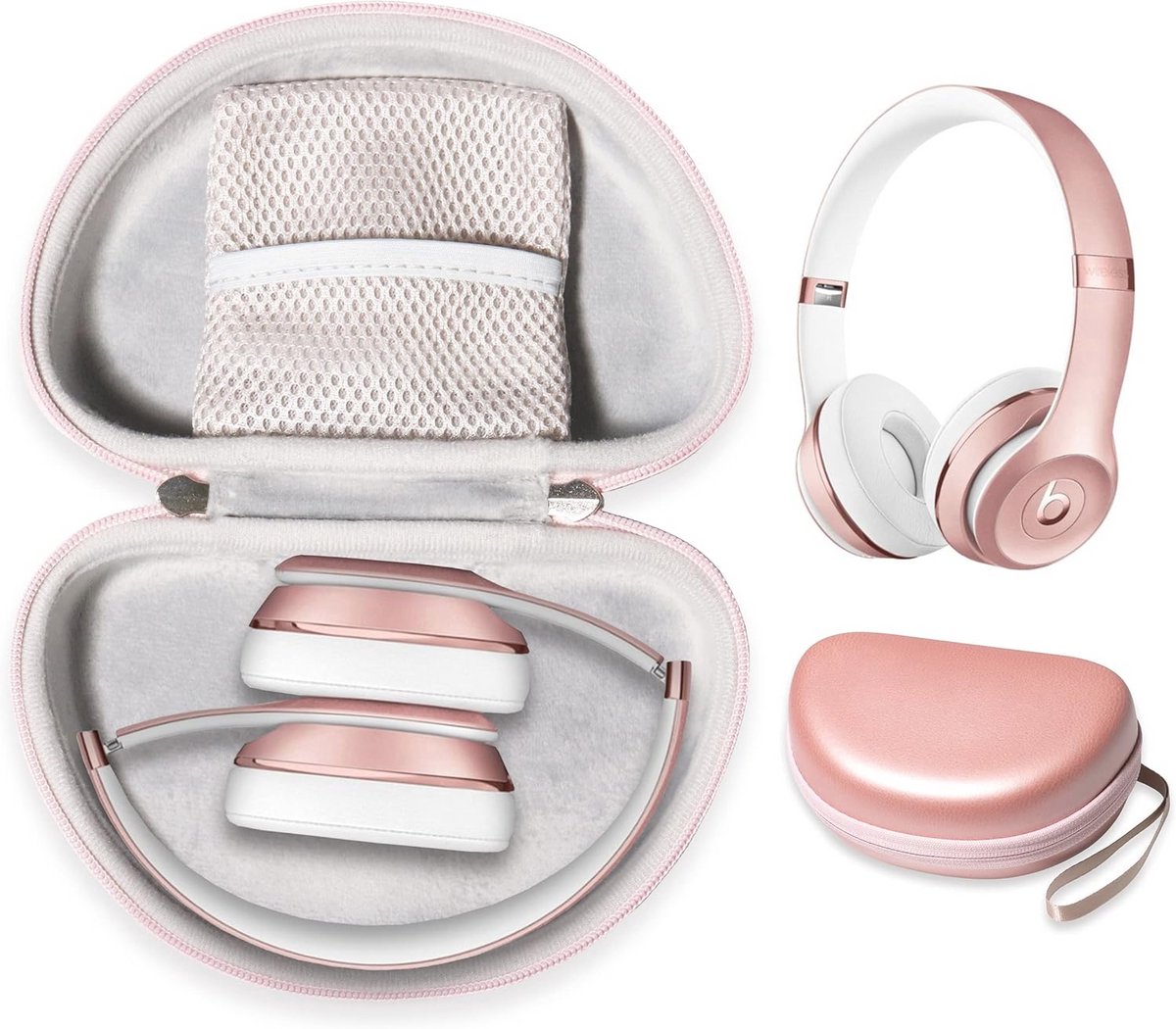 Beschermhoes voor Draadloze On-Ear Hoofdtelefoons - Afneembare Polsband, Compact Formaat, Roségoud