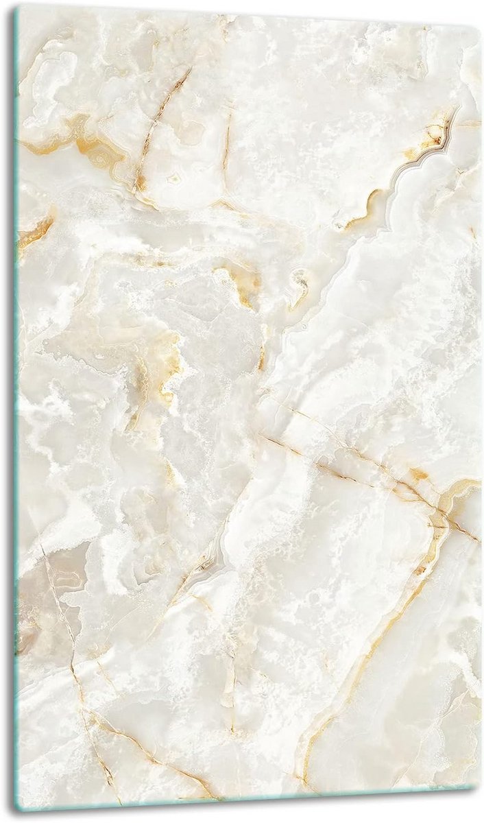 Grote Glazen Afdekplaat Kookplaat - Hittebestendig en Decoratief Marble Design (30x52 cm)