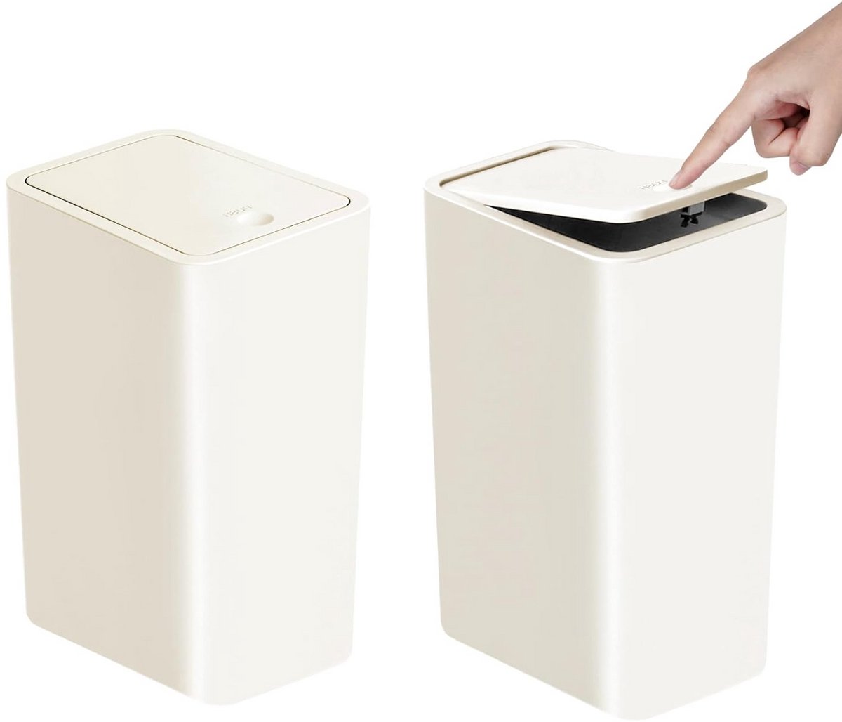 Set van 2 Slimme Prullenbakken met Deksel - 10 Liter - Compact Afvalbak voor Keuken, Badkamer en Kantoor
