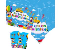 2 stuks 'Alles Gute zum School Beginn', tafelzeil, kunststof, wegwerpkleur, tafelkleden, waterdicht, voor knutselen, schilderen, kinderverjaardag, eerste schooldag, schoolkind, schildercursus, 130 x 274 cm