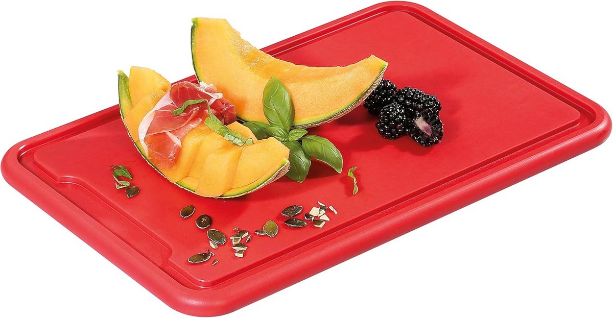 Rode Professionele Trancheerplank van Hoogwaardig Kunststof met Sapgoot, 36x23 cm