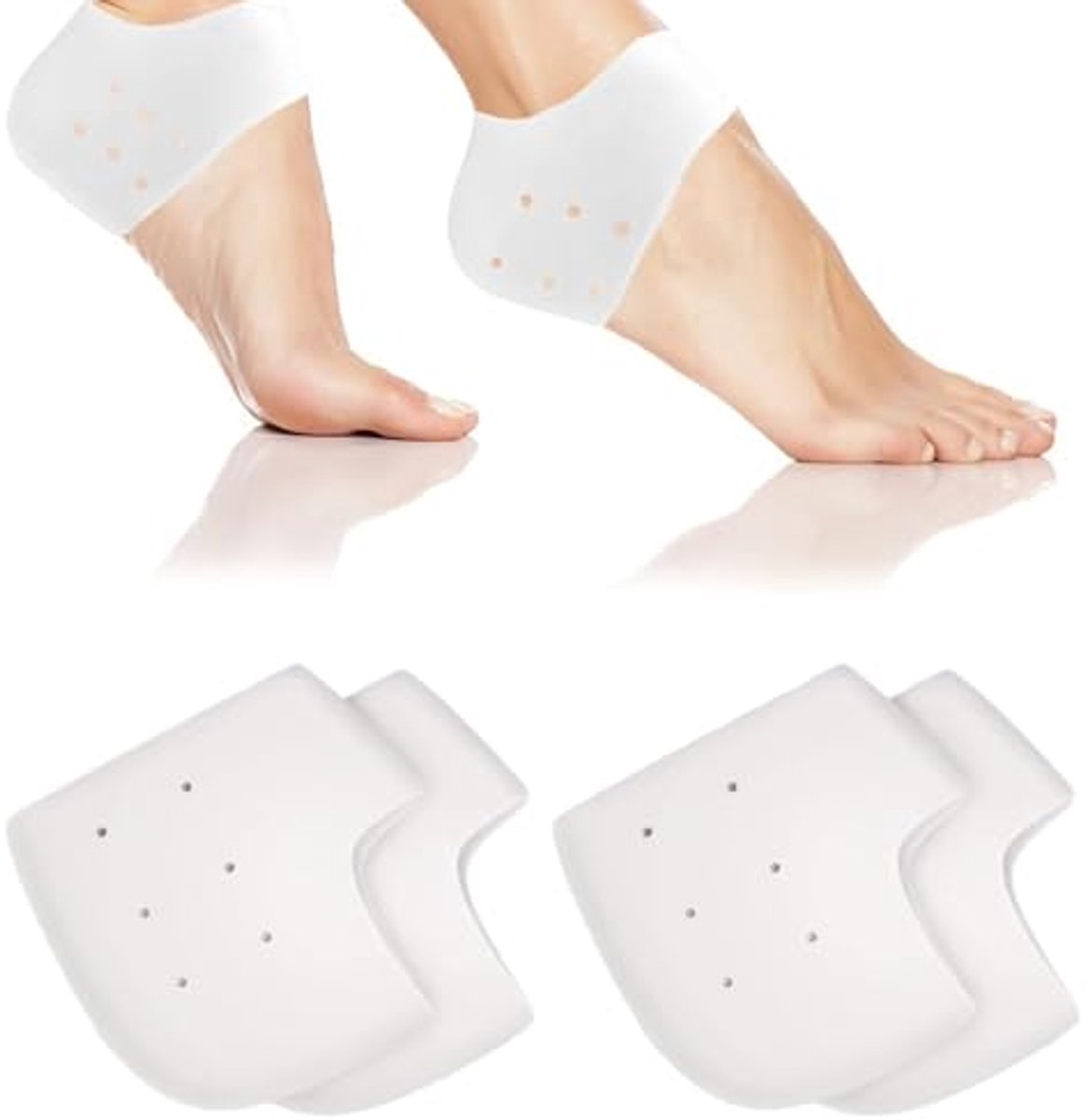 Gelhielbescherming, 2 paar enkel- en hielbescherming van gel, bij fasciitis plantaris, tendinitis, pijn, mannen en vrouwen