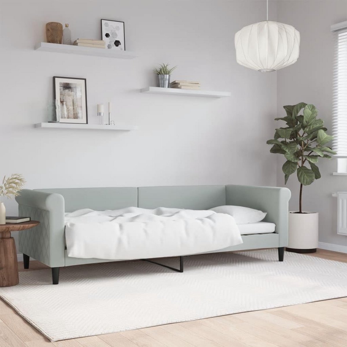 Sofa Bed 80x200 cm Velvet Lichtgrijs - Dagbed en Slaapbank
