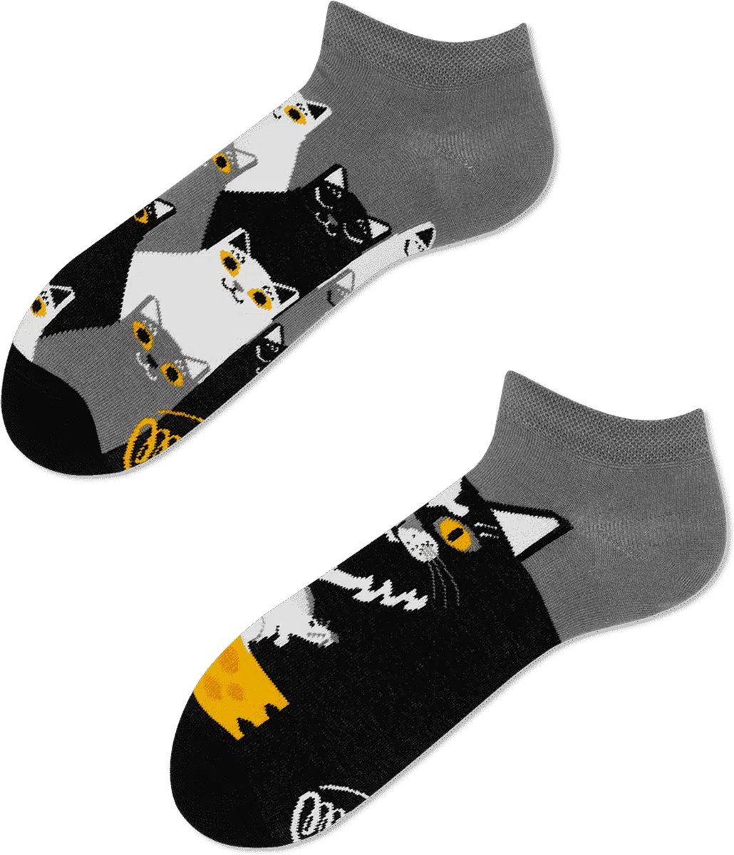 Many Mornings unisex enkelsokken - Black Cat low - Unisex - Maat: 43 - 46