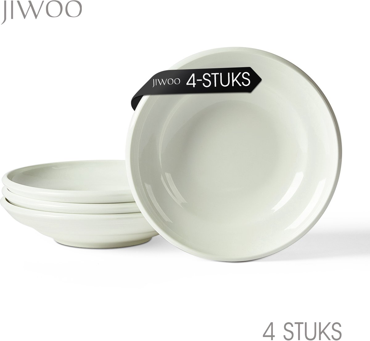 Pastabord set van 4 (Ø22 cm / 8,5inch), Diepe borden, Soepborden, Serviesset 4 persoons, Geschikt voor Restaurants, Horeca, Feest, Familiefeesten, Banketten en Picknicks, Magnetron-vaatwasserbestendig, Keramiek