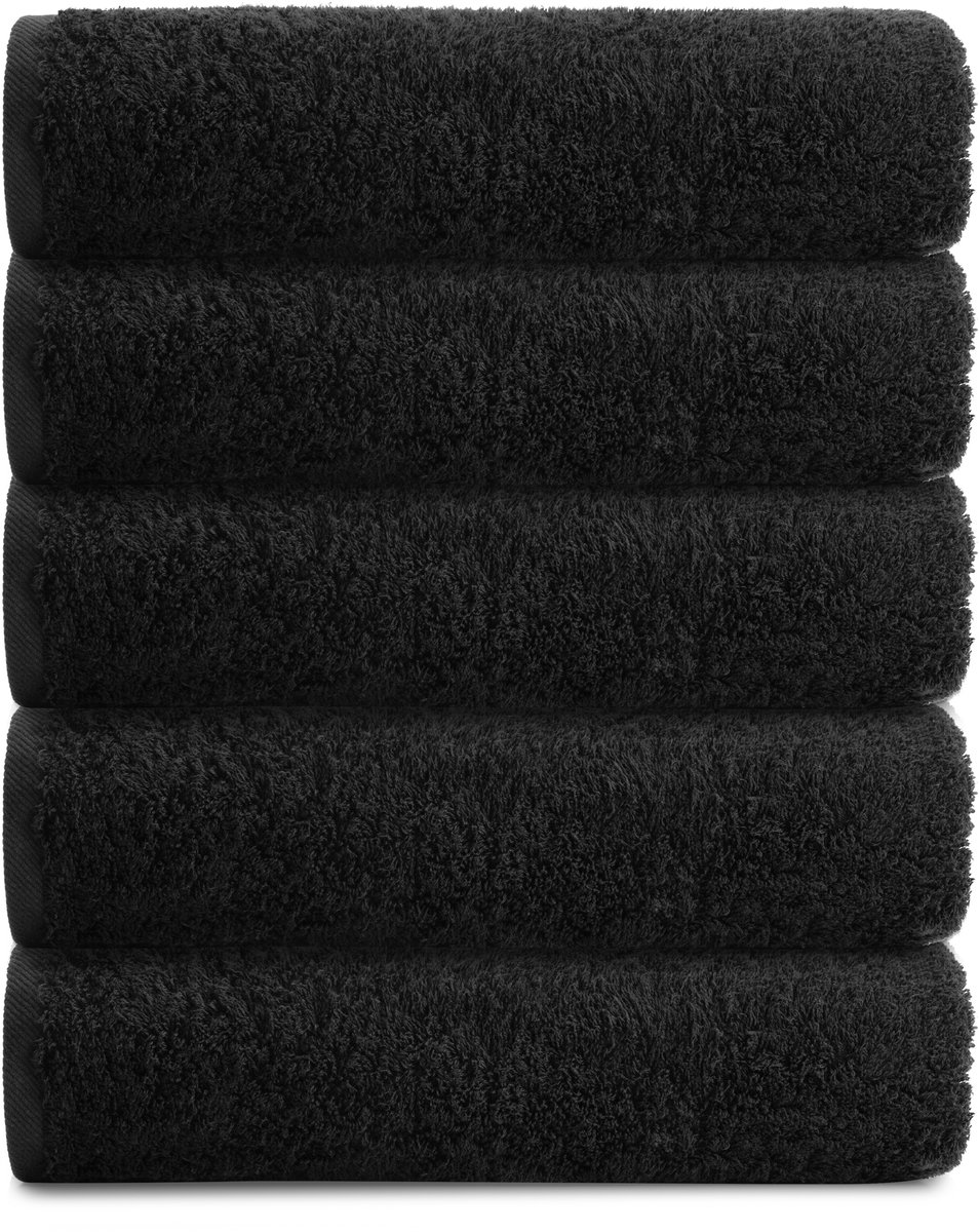 RELAKZ - Zwarte - Handdoeken - 7-Pack - 100% Katoen - 550 GSM - 50x100 cm - Zacht en Absorberend