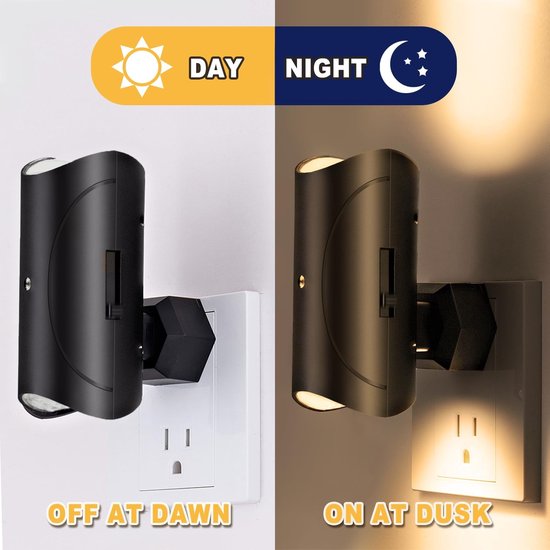 Inductieve nachtlampje - Instelbare helderheid en draaibare plug-in - Sfeerlamp voor gang, woonkamer en slaapkamer - 2 stuks per verpakking van Merkloos — afbeelding 3